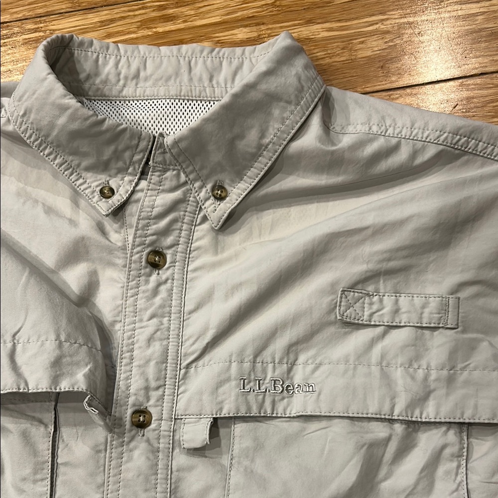 L.L. Bean Stone Lightweight Ventilated Fishing Hiking Shirt Tall Large